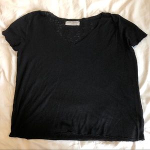 UO Project Social T textured knit v-neck in black